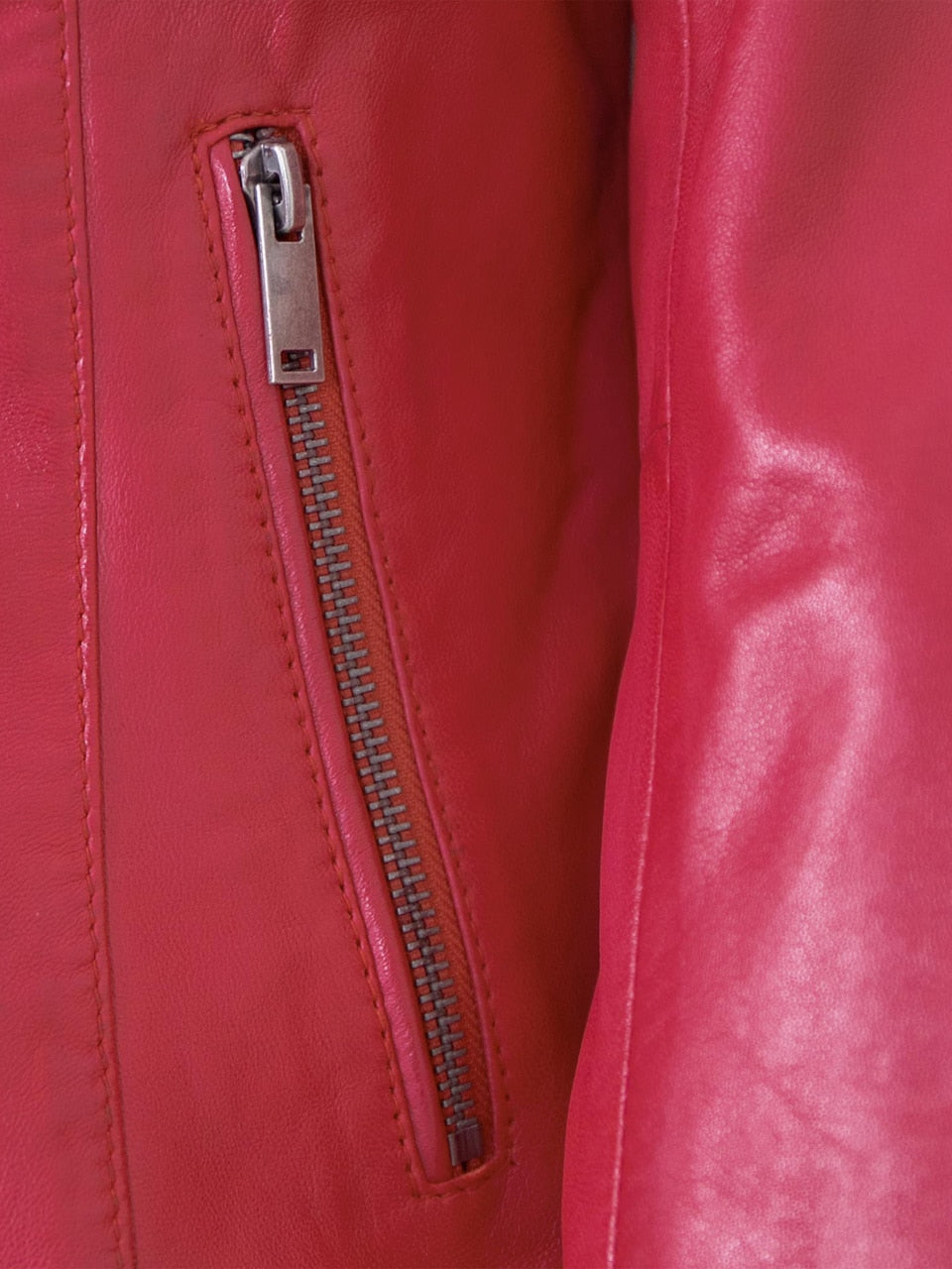 Women's Lamb Leather Racer Jacket – Black, Green or Red Fitted Biker