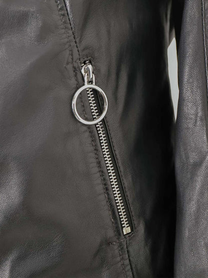 Women's Lamb Leather Biker Jacket – Fitted Black Racer