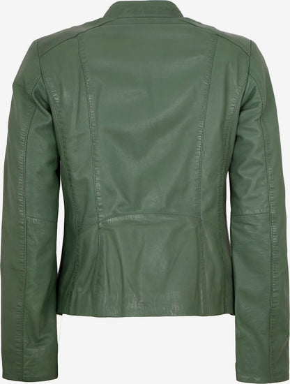 Women's Lamb Leather Racer Jacket – Black, Green or Red Fitted Biker