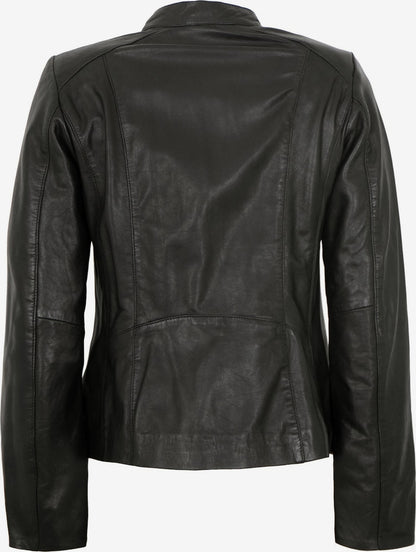 Women's Lamb Leather Racer Jacket – Black, Green or Red Fitted Biker