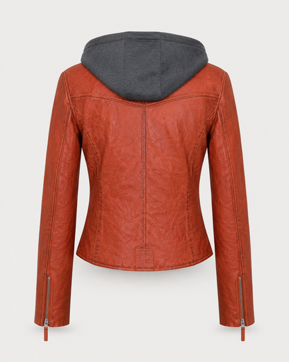 Women’s Hooded Leather Biker Jacket