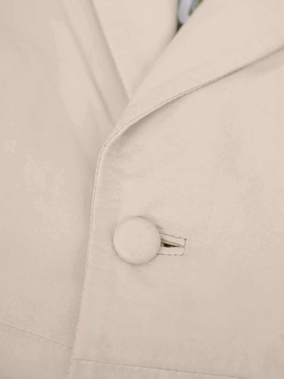 Women's Leather Blazer Jacket – Tailored Beige Single Button