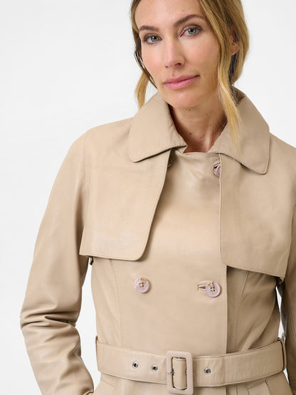 Women's Lamb Leather Trench Coat – Belted Cognac, Black or Beige