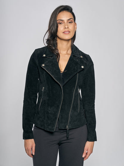 Women's Fitted Leather Biker Jacket – Asymmetric Zip Moto