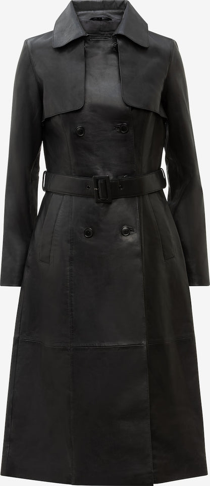 Women's Lamb Leather Trench Coat – Belted Cognac, Black or Beige