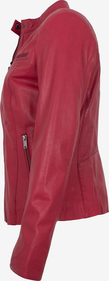 Women's Lamb Leather Racer Jacket – Black, Green or Red Fitted Biker