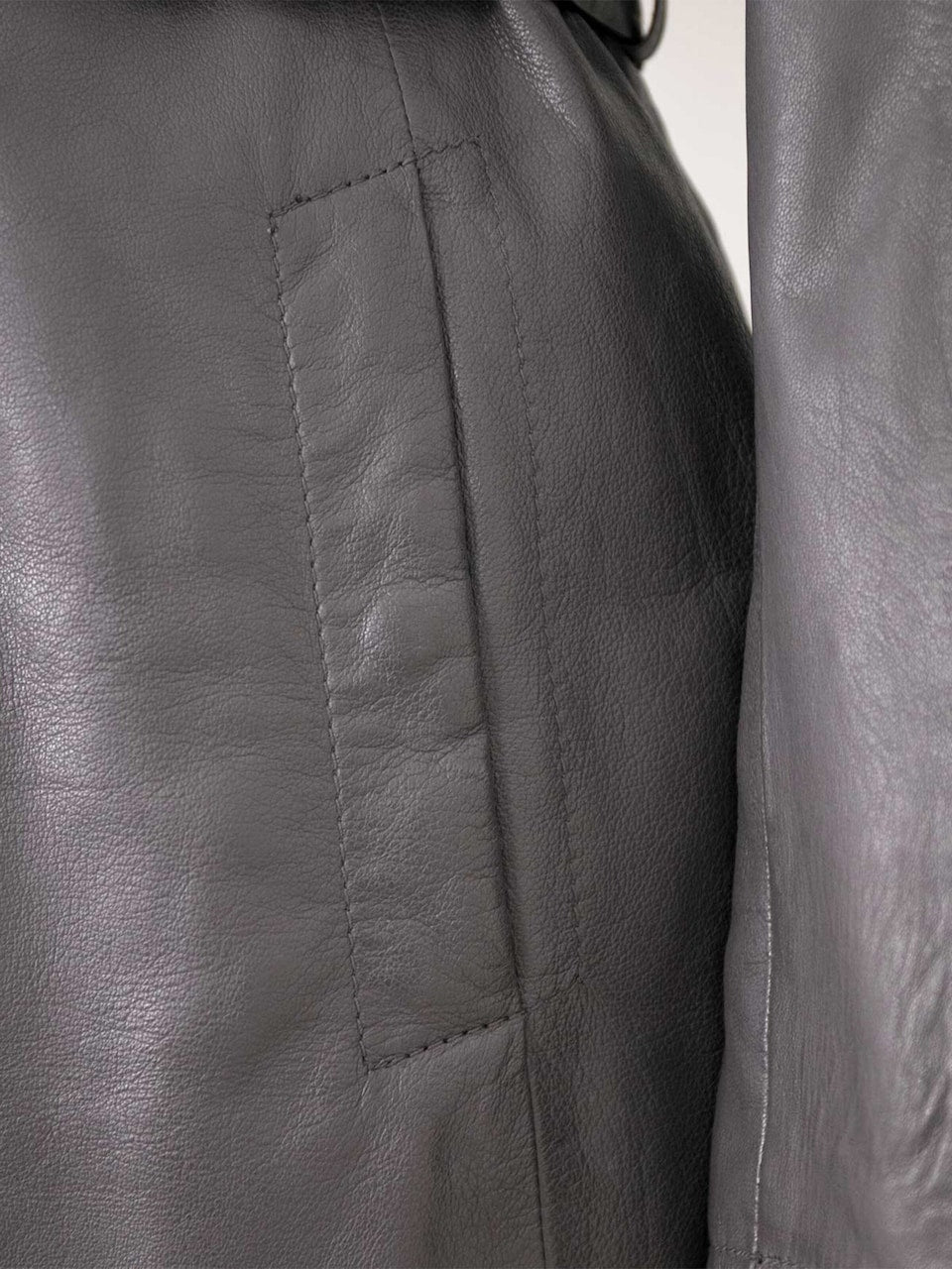 Women's Lamb Leather Trench Coat – Belted Dark Grey