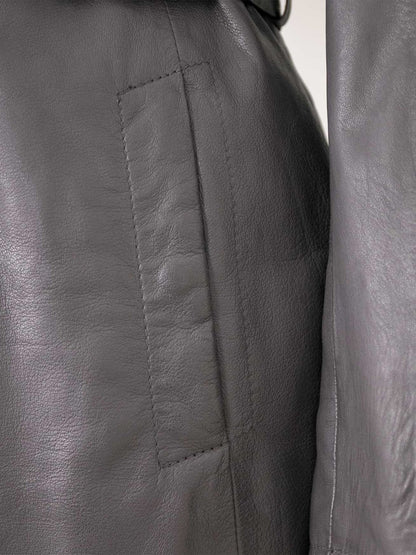 Women's Lamb Leather Trench Coat – Belted Dark Grey