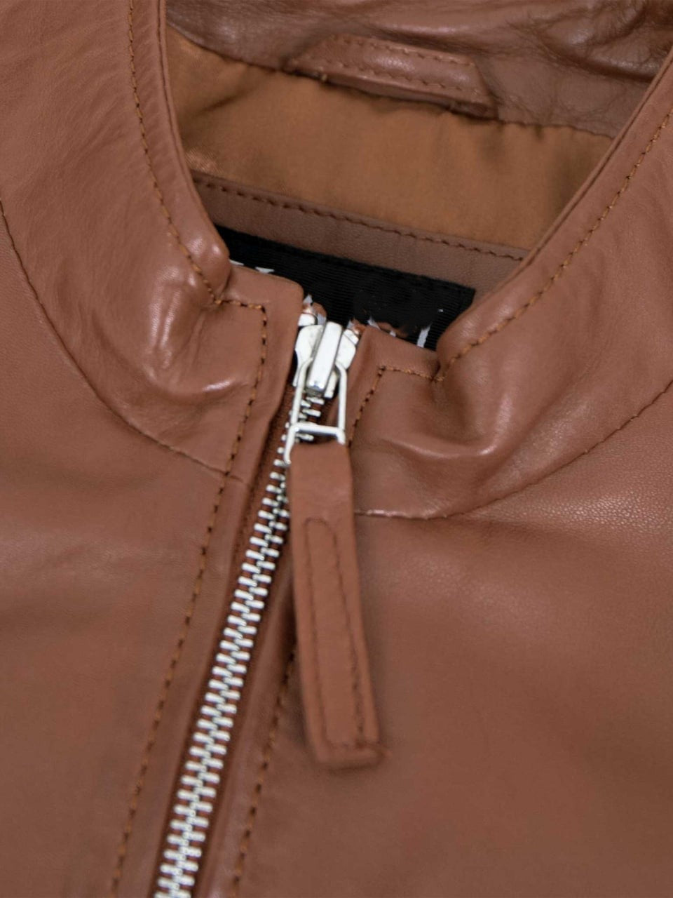 Women's Lamb Leather Moto Jacket – Fitted Tan Brown