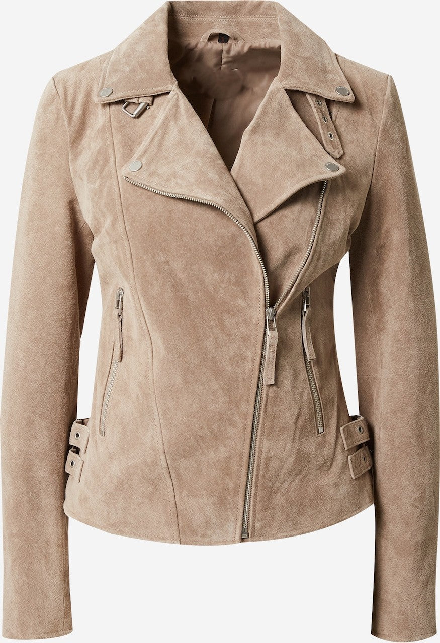 Women's Fitted Leather Biker Jacket – Asymmetric Zip Moto