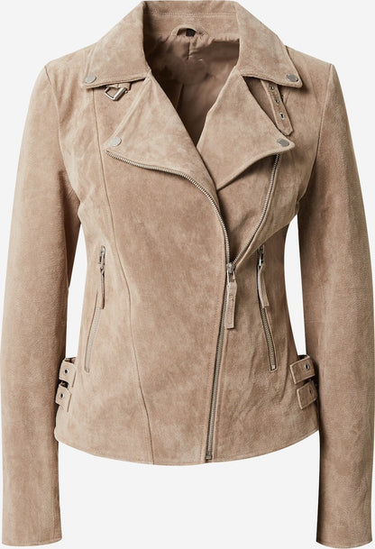 Women's Fitted Leather Biker Jacket – Asymmetric Zip Moto