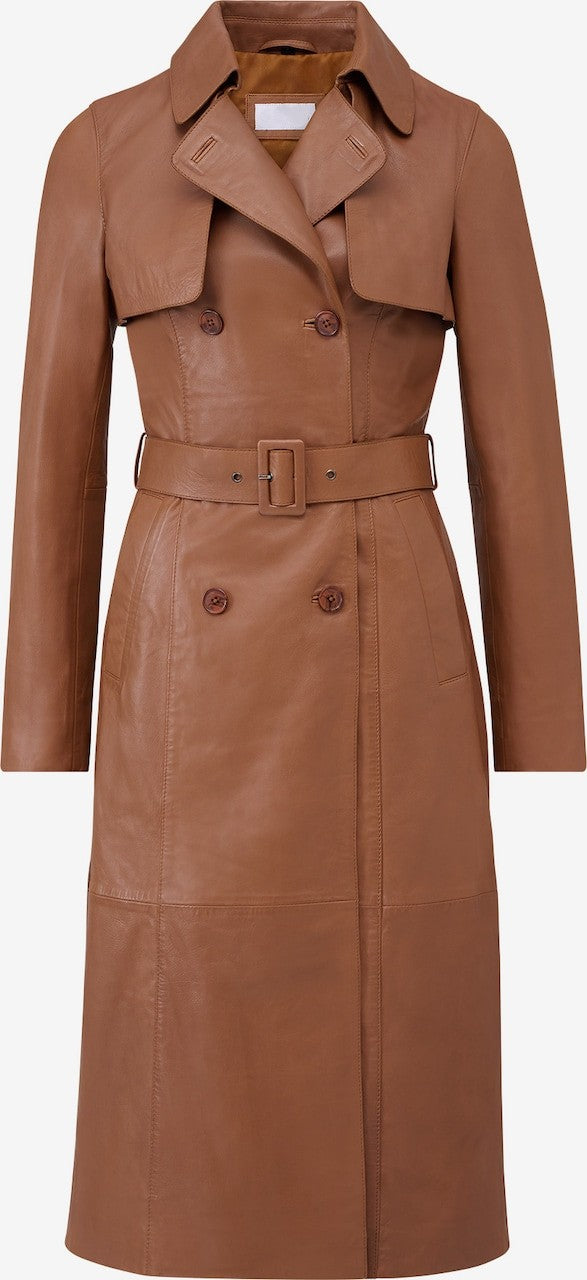 Women's Lamb Leather Trench Coat – Belted Cognac, Black or Beige