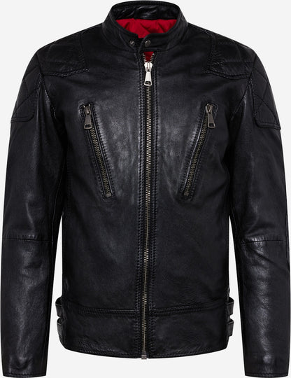 Men's Padded Leather Biker Jacket – Black Quilted Racer