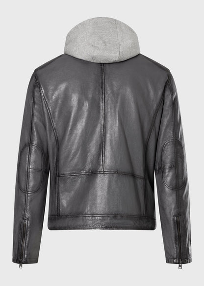 Men's Vegetable-Tanned Lambskin Leather Jacket with Removable Hood Insert – Real Leather Biker Jacket (S–3XL)