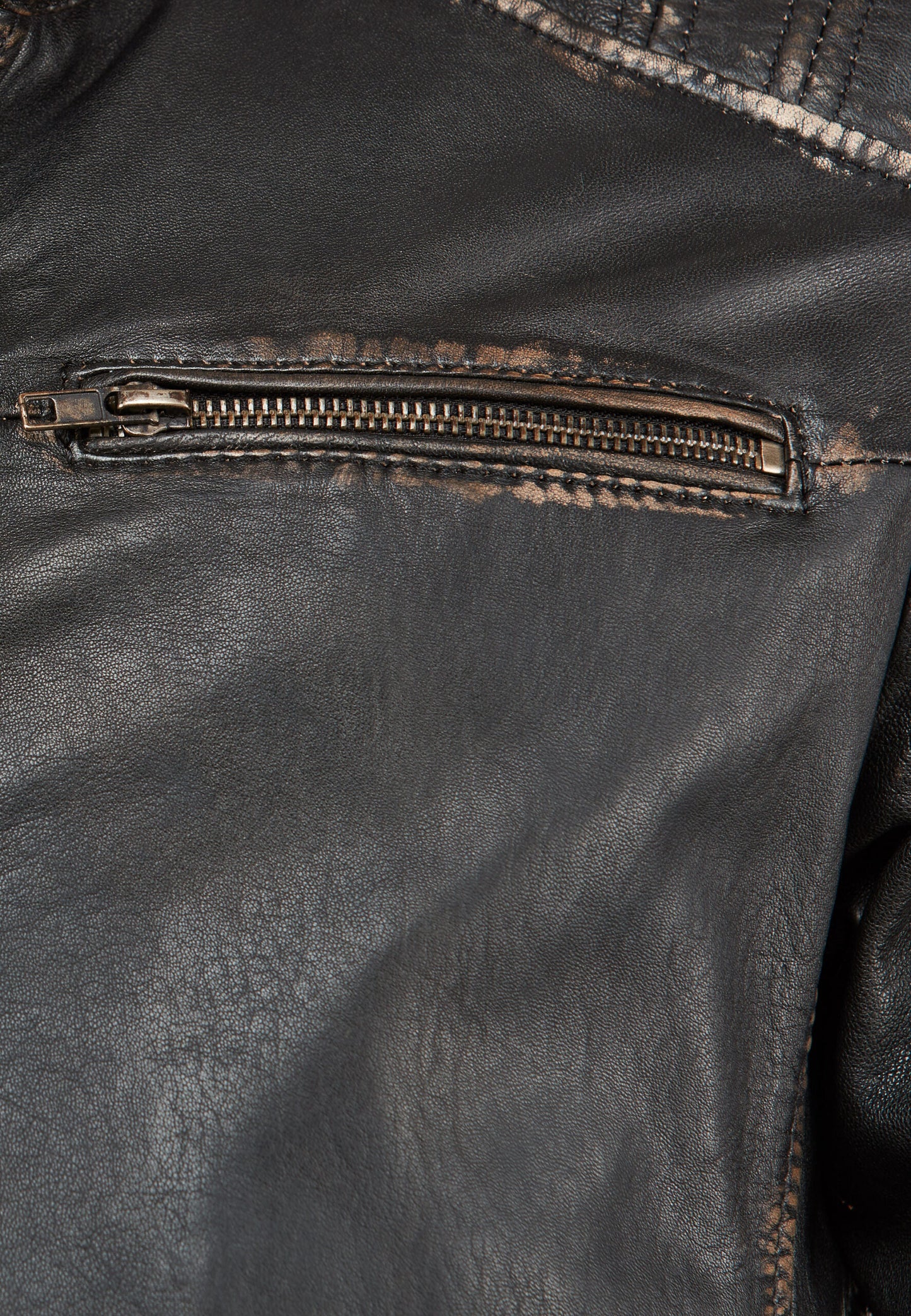 Men’s Distressed Black Leather Biker Jacket