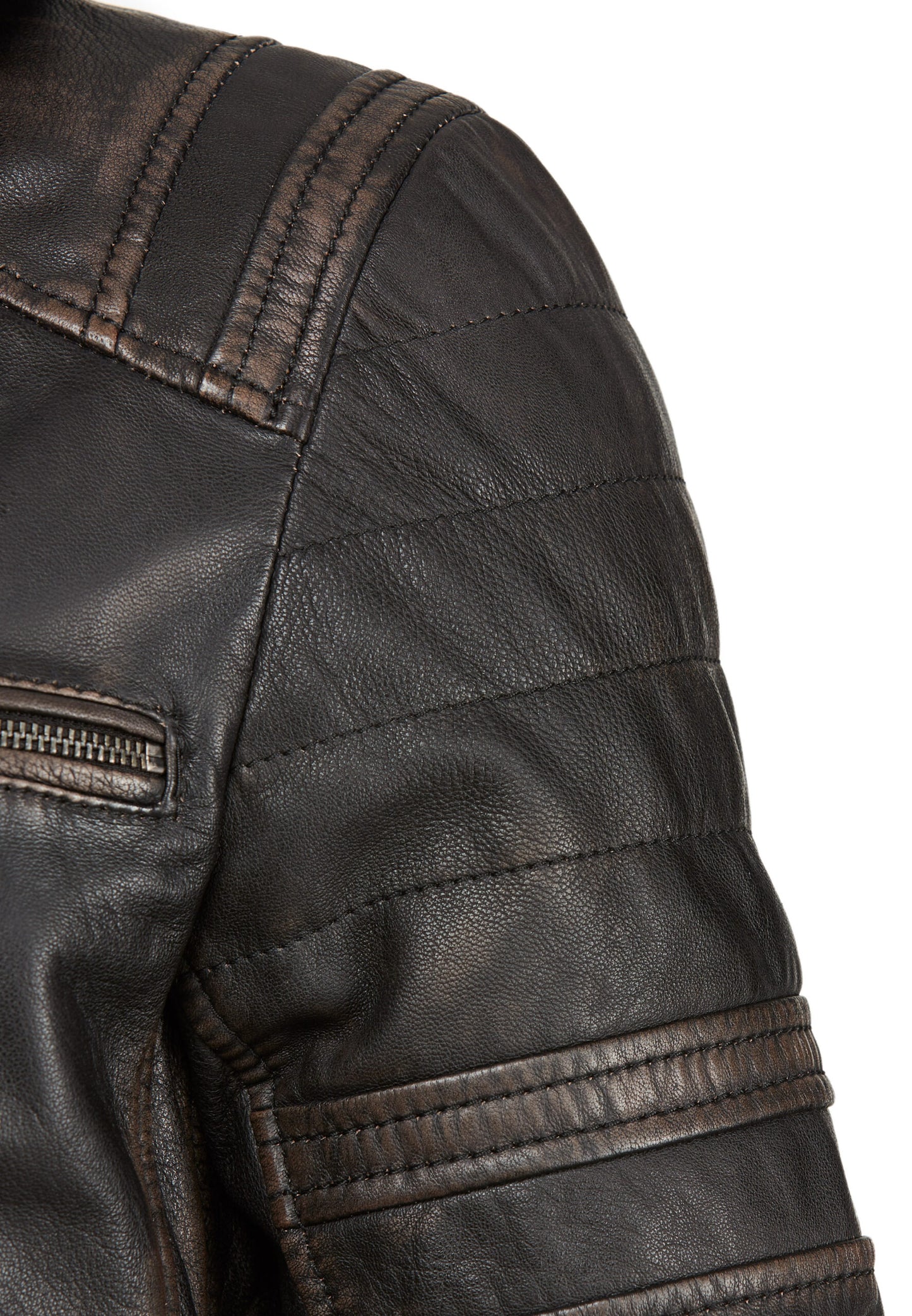 Men’s Hooded Distressed Black Leather Biker Jacket